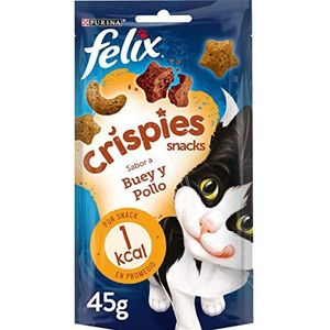 Purina Felix Party Mix Crispies Snacks en lolly's voor katten, Buey en kip, 8 x 45 g