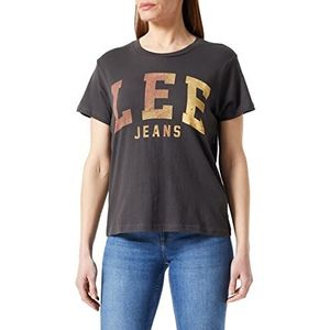 Lee Tea Varsity T-shirt dames, Delavé zwart