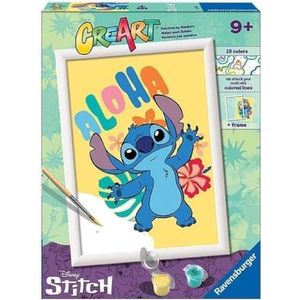 Ravensburger CreArt D-serie: Stitch Disney, schilderset op nummer, bevat voorbedrukt bord, penseel, kleuren en accessoires, creatief spel voor kinderen vanaf 9 jaar
