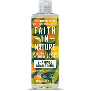 Faith in Nature Natuurlijke shampoo met grapefruit en sinaasappel, verkwikkend, veganistisch en niet getest op dieren, SLS en parabenen, normaal of vet haar, 400 ml