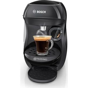 Bosch Tassimo Happy Friendly TAS102E capsulemachine met meer dan 70 dranken, geschikt voor alle kopjes, automatische uitschakeling, duurzaam, perfect gedoseerd, ruimtebesparend, 1400 W, zwart