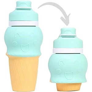 BPA-vrije drinkfles voor kinderen en volwassenen, 500 ml, siliconen, opvouwbaar, ijshoornvorm, ideaal voor kinderen en volwassenen, herbruikbaar, milieuvriendelijk, licht en compact, mintgroen