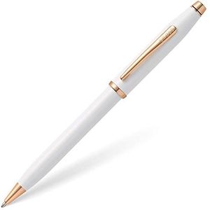 Cross Century II Pearlescent White Lacquer Ballpoint Pen met roségouden accenten