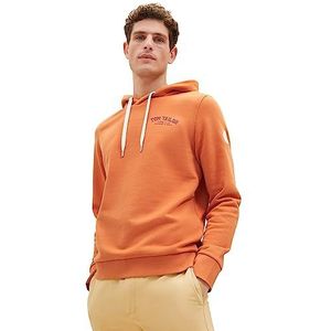 TOM TAILOR herensweater-hoodie met logoprint, 32243-tomatencrème sinaasappel