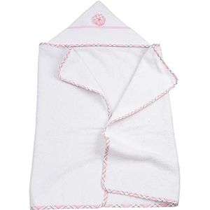 Filet - Driehoekige babybadjas met capuchon met Aida-strepen om te borduren, gemaakt van zachte katoenen badstof, 100% Made in Italy, kleur: roze