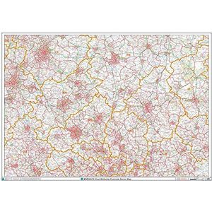 XYZ Maps S7 East Midlands wandkaart, A0, 1189 x 841 mm
