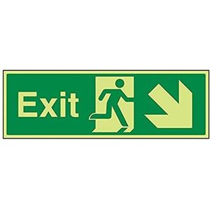 VSafety 21006BJ-G Arrow Down Right Safe Condition Exit 1 mm, liggend formaat 450 mm x 150 mm, groen