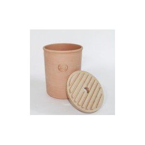 Terracotta Broodpot / Broodpan / Kookpan / Broodpot / Hoogte 23 cm / Diameter ca. 18 cm / Volume 3,9 l / Beukenhout