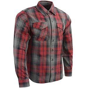 Milwaukee Leather Mng11652 MNG11652 Flanellen overhemd voor heren, zwart/grijs/rood, 1 stuk, Meerkleurig