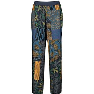 Samoon Pantalon de palazzo pour femme avec impression graphique Eco-Vero Pantalon de loisirs long pantalon palazzo à motifs longueur régulière, Imprimé bleu marine, 44 grande taille