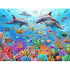 Diamond Painting Set, tableau avec motif Récif de corail et accessoires, taille env. 44 x 33 cm, set de bricolage pour peindre avec des pierres scintillantes pour les enfants à partir de 5 ans
