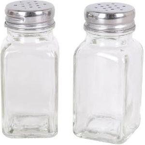 PARENCE. - Traditionele zout- en peperstrooier - 8,5 x 4,5 x 10 cm - Set van 2 klassieke containers voor zout en peper - transparant, keuken, huis