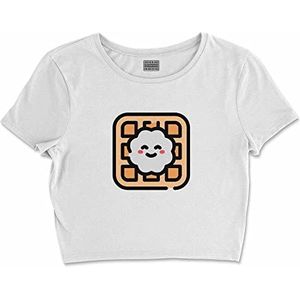 Bona Basics, Impression numérique, T-shirt basique pour femme, 100% coton, blanc, décontracté, hauts pour femme, taille : L, blanc, L/taille court