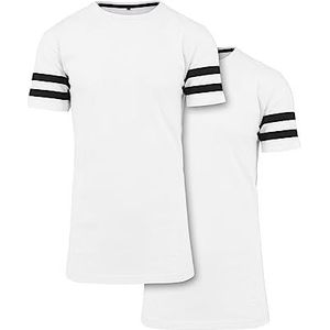 Build Your Brand Lot de 2 t-shirts à rayures en jersey pour homme - En coton - Tailles S à 5XL, Blanc/noir, S