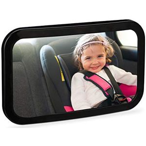 Relaxdays 10028418 autospiegel, stabiel, 360°, bevestiging voor hoofdsteunen, ABS-kunststof, babyspiegel, zwart, acryl, 19 x 30 x 8,5 cm
