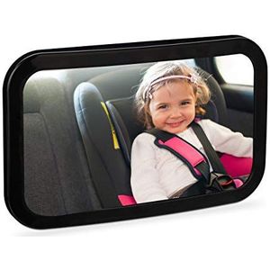 Relaxdays 10028418 autospiegel, stabiel, 360°, bevestiging voor hoofdsteunen, ABS-kunststof, babyspiegel, zwart, acryl, 19 x 30 x 8,5 cm