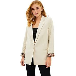 TRENDYOL Rechte blazer met lange mouwen voor dames, grijs.