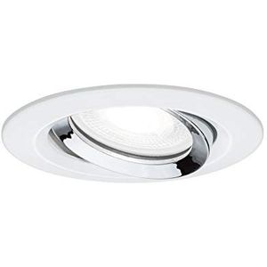 Paulmann Nova Plus 93673 LED inbouwspot, rond, draaibaar, 6 W, IP65, dimbaar, mat wit, chroom, aluminium spot, zink, 4000 K, GU10