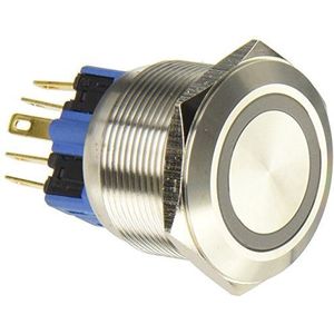 Velleman R2000 Dpst On-Off 1 NO 1 NC platte drukknop roestvrij staal, meerkleurig