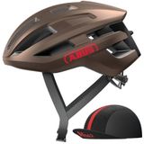 ABUS PowerDome ACE Race-fietshelm met ABUS Race Cap, lichte fietshelm met intelligent ventilatiesysteem, made in Italy, voor dames en heren, metallic bruin, maat S