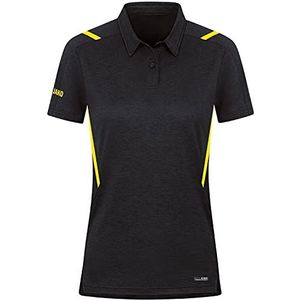 JAKO Poloshirt Challenge voor dames, zwart gemêleerd/geel