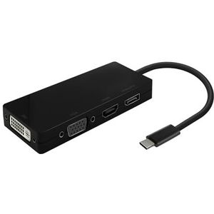 AISENS - A109-0679 - USB-C naar DP/DVI/HDMI/VGA-converter, USB-C/M-DP/H-DVI/H-HDMI/H-VGA/H, zwart, 15 cm