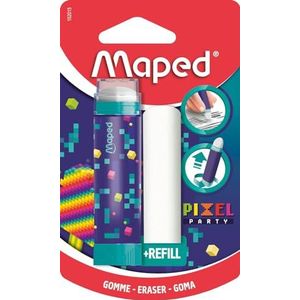 Maped - Pixel Party Tube Gum - Beschermde, Efficiënte en Nauwkeurige Gum - Zeer Praktisch Roterend Systeem - Zonder PVC en ftalaat - Inclusief navulverpakking