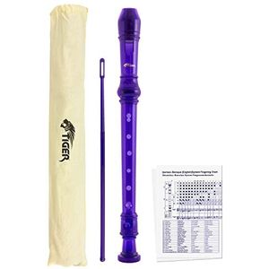 TIGER REC7-PU sopraanblokfluit met zak, fluitreiniger en handgreeptafel, Engels/barok handvat, violet