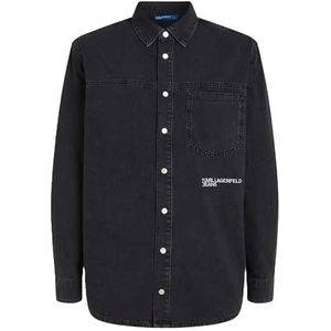 KARL LAGERFELD Klj Regular Denim Shirt met knoopsluiting voor heren, Medium Grijs