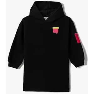 Koton Robe à capuche à manches longues pour fille, Noir (999), 6-7 Jahre