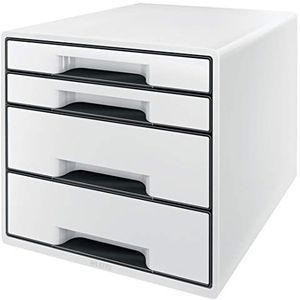 Leitz WOW, A4-archiefblok met 4 laden en organizer, WOW, wit/zwart