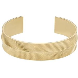 Fossil JF04535710 Harlow Linear Gold Textuur Gold Rvs Manchet Armband voor Vrouwen