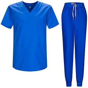 Misemiya - Uniform uniseks blouse – medisch uniform met bovendeel en broek 817-8316, Royal Blauw