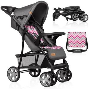 LIONELO Emma Plus wandelwagen 68 x 49,5 x 101 cm tot 15 kg, 6-36M, verstelbare rugleuning, 5-punts veiligheidsgordels, diepe, luifel, organizer, voor ouders