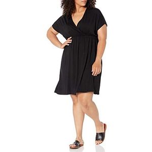 Amazon Essentials Robe en surplice pour femme (disponible en grande taille), noir, taille 3X