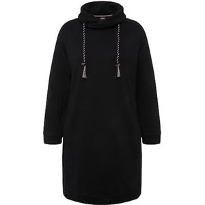 Ulla Popken Sweatjurk, opstaande kraag, lange mouwen, zakken voor dames, Zwart (schwarz)