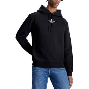 Calvin Klein Jeans Monologo Hoodie Sweatshirt met capuchon voor heren, Zwart