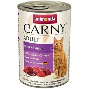 Animonda Carny Adult kattenvoer, natvoer voor volwassen katten, rund + lam, 6 x 400 g