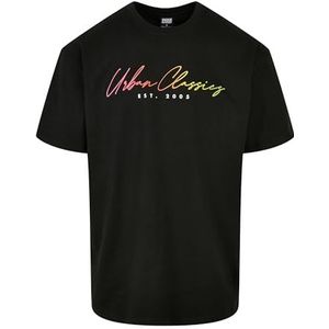 Urban Classics Heren T-shirt met Script logo in 2 kleuren - XS tot 5XL, zwart.
