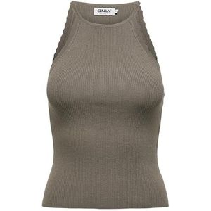 ONLY Onlgemma Sl Scallop High Neck CC Knt Top Dames, Walnoot