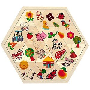 Hess 14902 Mozaïekset van hout, zeshoekig, 24-delig, vaste serie, voor kinderen vanaf 3 jaar, handgemaakt, cadeau voor verjaardagen, Kerstmis of Pasen
