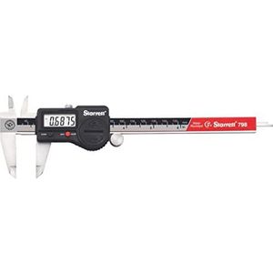 Testo AG Starrett 798A-6/150 digitale schuifmaat van roestvrij staal, werkt op batterijen, inches/metrisch, bereik 0-6 inch, nauwkeurigheid +/-0,001 inch, resolutie 0,0005 inch