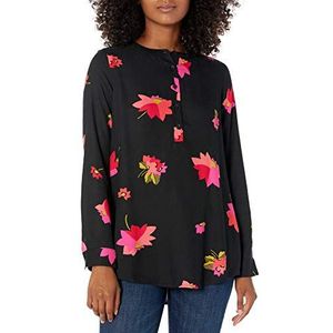 Amazon Essentials Chemisier tissé à manches longues pour femme, motif floral noir rose, taille M