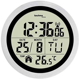 Radio gestuurde badkamerklok - Wandklok met zuignappen - Thermometer - Datum - Technoline