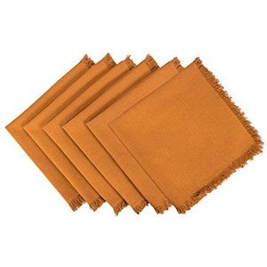 DII NP Solid S/6 Pompoen Specerijen Dik Fringe Servet