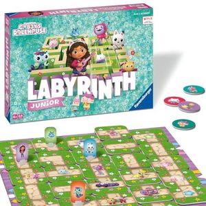 Ravensburger 22648 Gabby's Dollhouse Junior Labyrinth - De klassieker van Raals Junior versie voor fans van de populaire serie, gezelschapsspel voor 2 tot 4 spelers vanaf 4 jaar