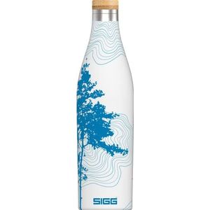 SIGG - Meridian Sumatra Tree Thermosfles - waterdicht en extra dun - BPA-vrij - plasticvrij - roestvrij staal 18/8 - dubbelwandig - bamboesluiting - wit bloemenpatroon - 0,5 l