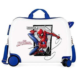 Marvel Spiderman Action Ride-On Suitcase 2 Multi-Direction Spinner Wheels, Blauw (Azul), 50 centimeter, Kinderkoffer, Blauw (blauw), Koffer voor kinderen