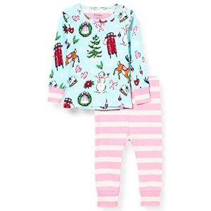 Hatley Pijama van organisch katoen, lange mouwen, pyjamaset voor babymeisjes, kersthuis