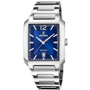 Festina Herenhorloge F20677/3 on The Square behuizing van roestvrij staal grijs roestvrij stalen armband grijs, blauw, armband, Blauw, Armband